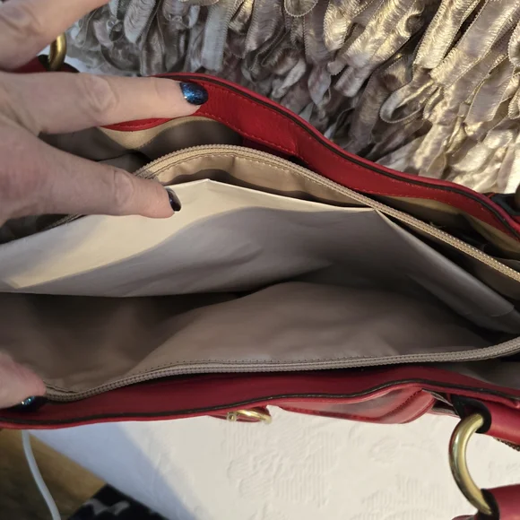 Coach Red Leather Tote Bag - Picture 3 of 10